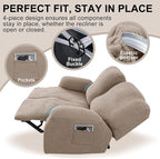 Recliner Loveseat Covers with Console, 6-Piece Stretch Geometric Strokes - Image 4