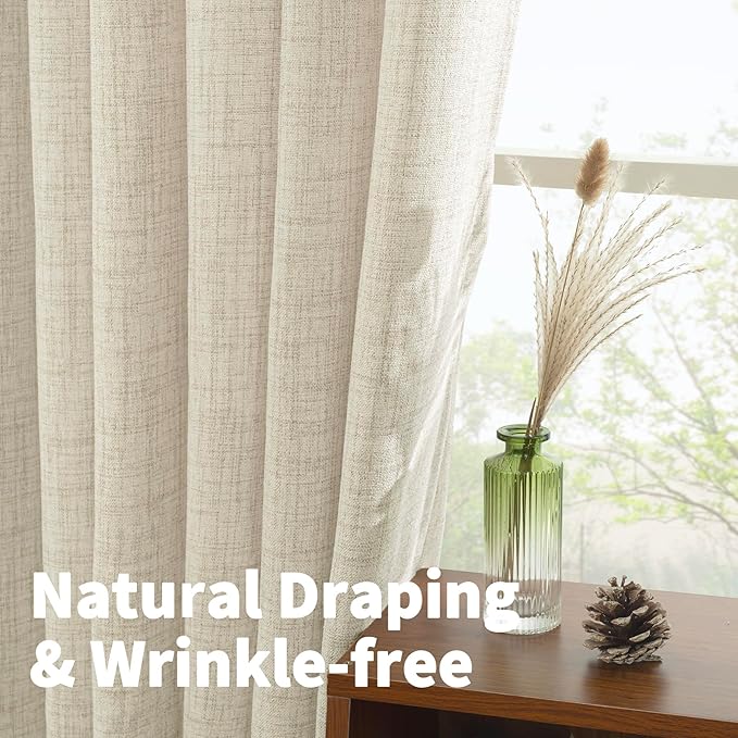 YoungsTex Linen Curtains 63 Inch Length 2 Panels Set Light Filtering | Bronze - Image 5