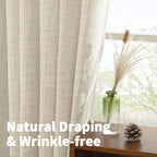 YoungsTex Linen Kitchen Window Curtains 40 Inch Length 2 Panels | Short Semi - Image 5