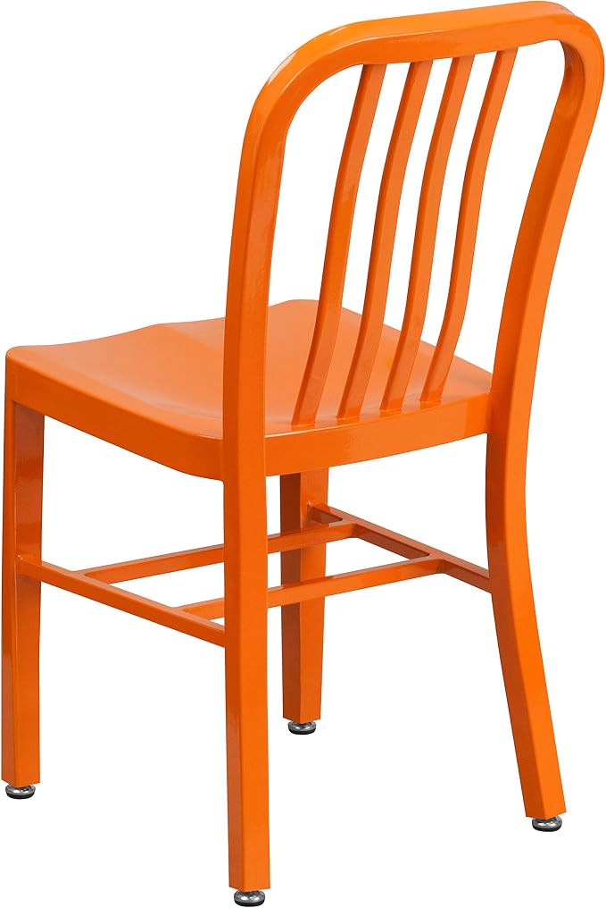 Flash Furniture Gael Commercial Grade 2 Pack Orange Metal Indoor-Outdoor Chair - Image 5