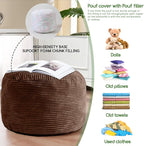 HIGOGOGO Round Stuffed Pouf Ottoman, Corduroy Poufs - Image 5