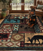 Rustic Cabin Area Rug 5x7, Machine Washable Lodge Bear Rug, Non-Slip Low Pile - Image 5