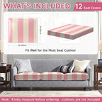 CALBODE 12 Pcs Stretch Outdoor Seat Cushion Covers, Washable Striped Chair Seat - Image 2