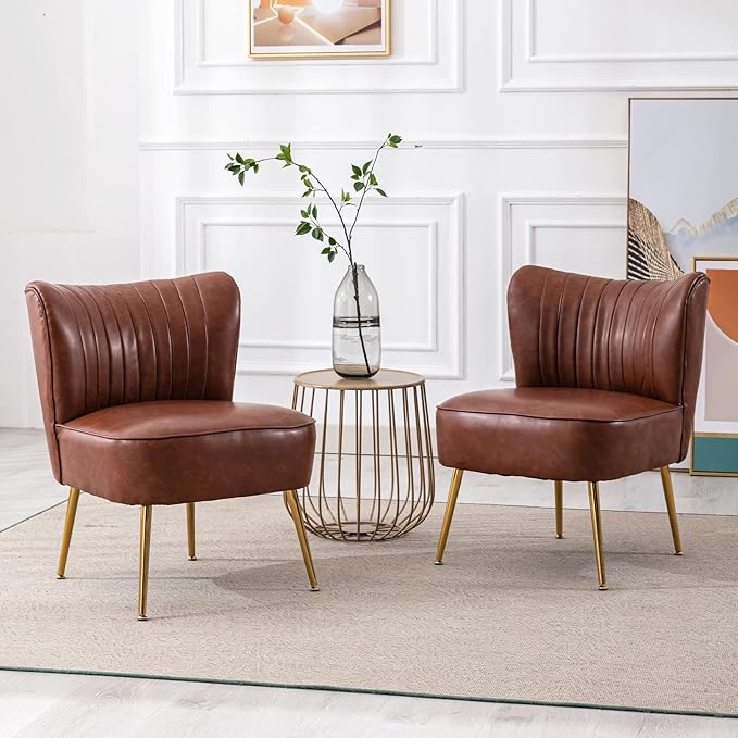 PU Leather Accent Chair Set of 2 by Janoray