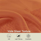 Orange Kitchen Curtains 30 Inch Length Tier 2 PCS, Solid Soft Airy Half Curtains - Image 3