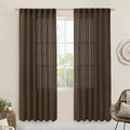 Dark Brown 78 inch Sheer Linen Curtains by LAMIT