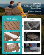 SERWALL Folding Adirondack Bench, HDPE All-Weather Adirondack Loveseat Set of 2 - Image 7
