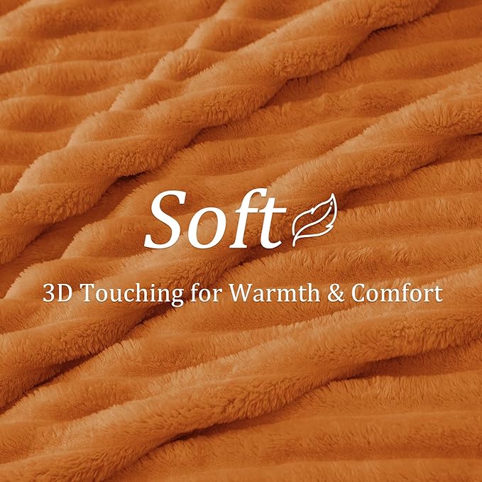 BEDELITE Fall Twin Blanket for Couch & Bed, Burnt Orange, Warm Yet Lightweight - Image 3