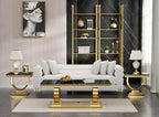 Henf Marble End Table Modern Black Faux Marble Sofa Side Table - Image 6