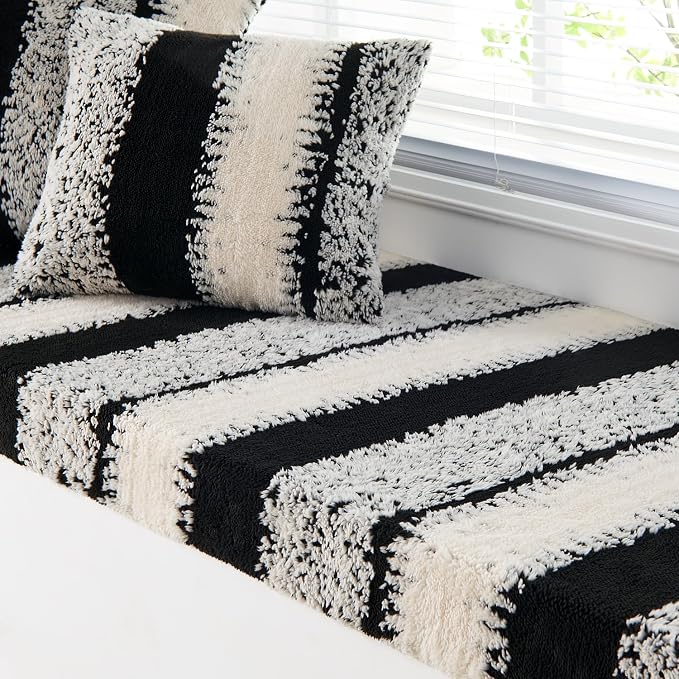 Custom Window Seat Cushion Winter Fluffy Plush Thicken Fleece Bay Windowsill by FomCuso