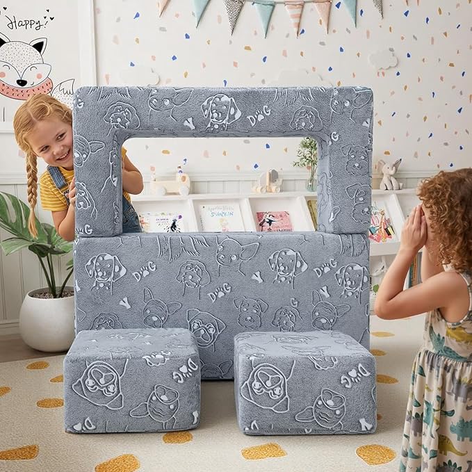 MeMoreCool Kids Sofa Couch, Glow-in-the-Dark Plush Cover, Convertible Foam - Image 2