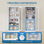 PEUKC Display Cabinet with Glass Doors, 71 Inches Metal Display Case with 4 - Image 7