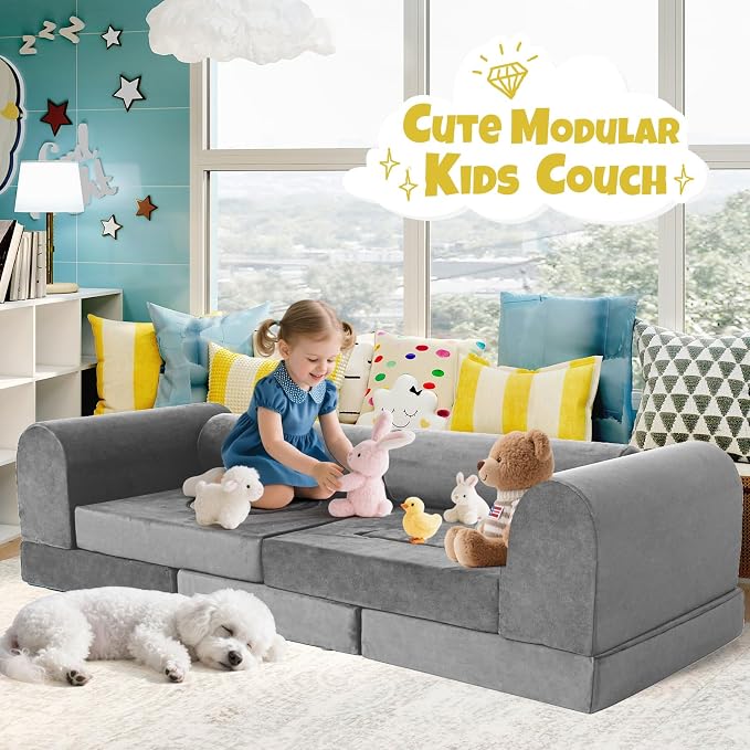 Modular Kids Play Sofa Multifunctional Kids Sofa Convertible Foam Floor Mat - Image 4