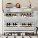 BORNOON Shoe Cabinet with 4 Flip Drawers Narrow Shoe Storage Cabinet Organizer - Image 7