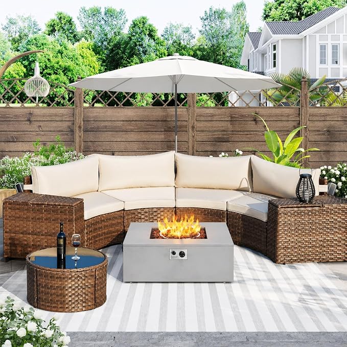 ECOTOUGE 8-Piece Half-Moon Curved Patio Furniture Set by ECOTOUGE