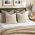 MIULEE Corduroy Decorative Throw Pillow Covers 12x12 Cream White Pack of 2 | - Image 5