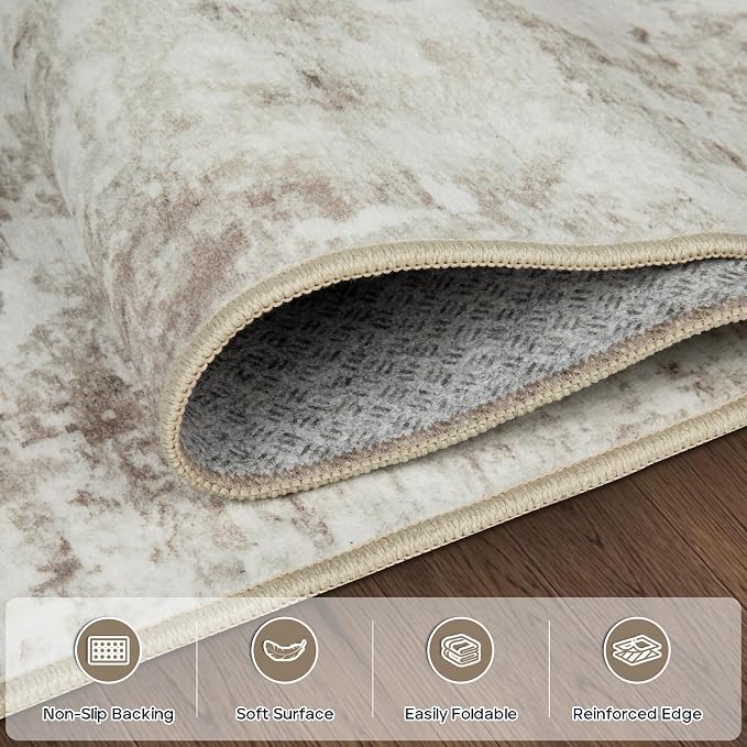 Aelenmu 10x14 Area Rugs for Living Room Dining Room Washable Beige | Soft - Image 4
