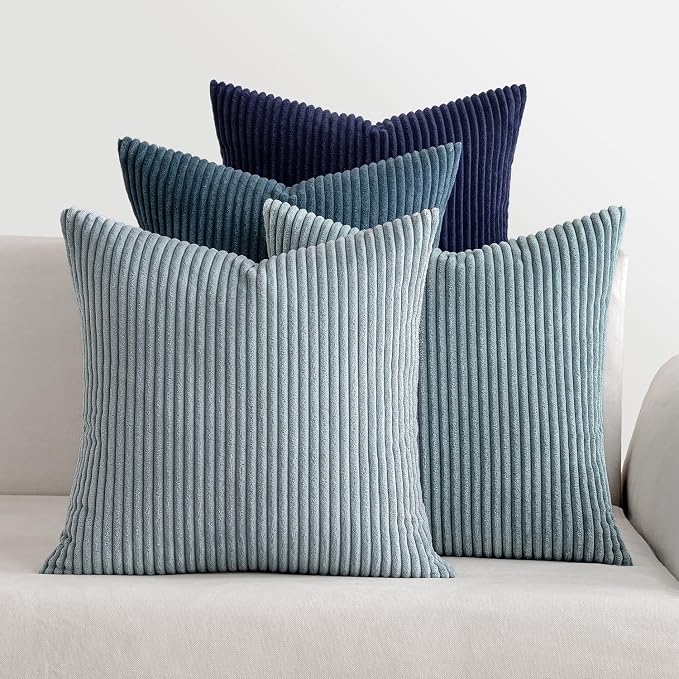 MIULEE Soft Corduroy Decorative Throw Pillow Covers Blue Navy Series 16x16 | by MIULEE