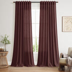Reddish Brown Linen Curtains 90 Inch Long 2 Panels Set by Nanspring