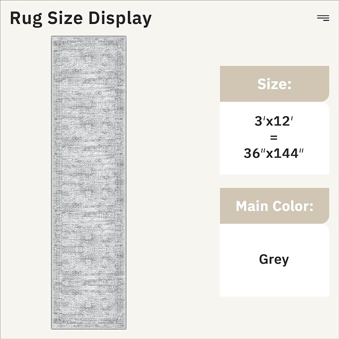 Soalmost Washable Hallway Runner Rug 3x12 Kitchen Entry Rugs Non-Slip, Foldable - Image 5