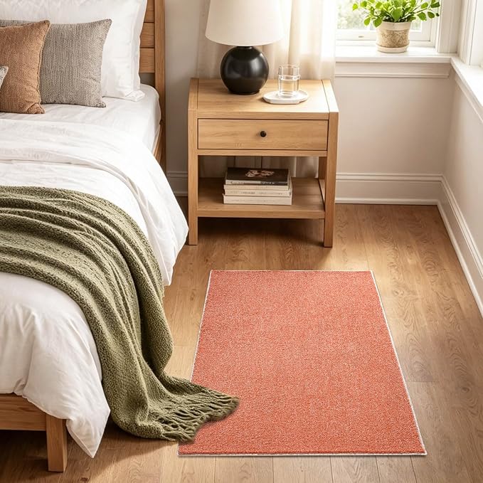 2x3 Orange/White Area Rug Washable Non-Slip Soft - Image 3