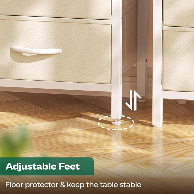 Huuger Nightstand with Charging Station, Side Table with Fabric Drawers - Image 7