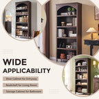 IFGET 76" Tall Arched Bookcase, Farmhouse 5 Tiers Large Arched Bookshelf Cabinet - Image 4