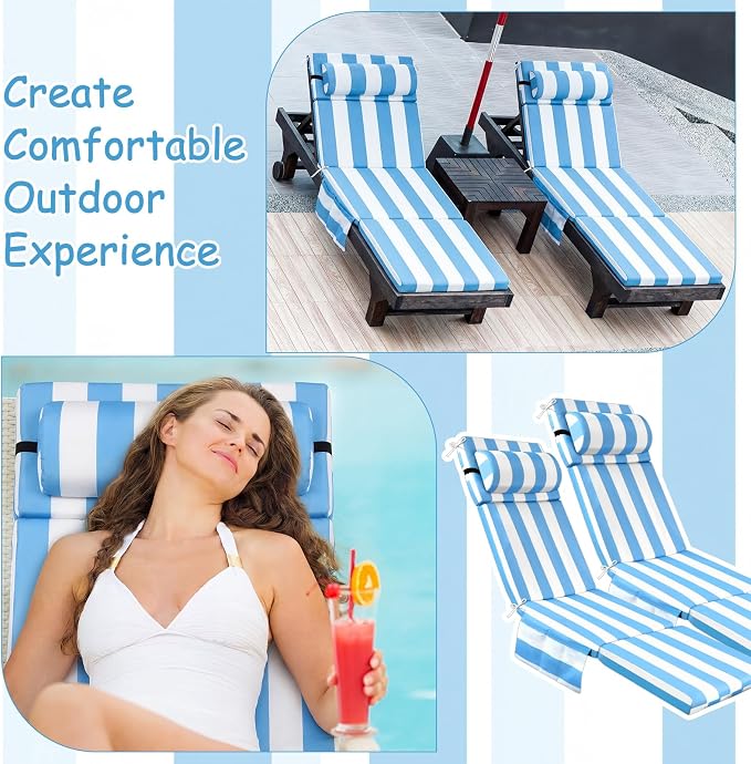 Wenqik 2 Pcs Outdoor Chaise Lounge Cushion - Image 3