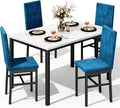 Recaceik Dining Table Set for 4, Modern 5 Piece Dining Table Set Faux Marble by Recaceik