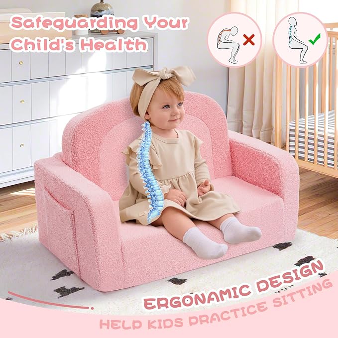 Foryoomi Extra Wide Kids Couch, 2-in-1 Soft Toddler Couch - Image 7