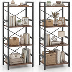 Tangkula 3-Tier Industrial Bookshelf, 16.5" Width Wooden Open Bookcase by TANGKULA