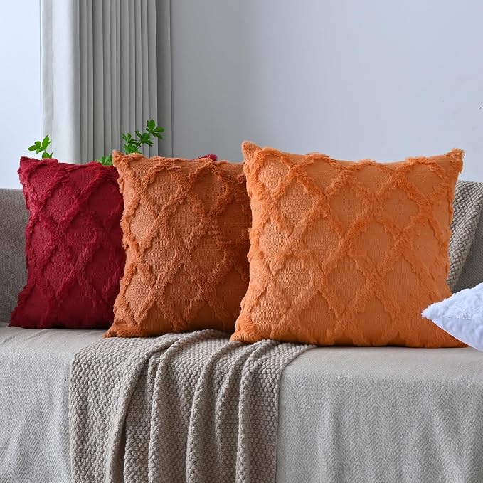 Set of 2 Soft Moroccan Throw Pillow Covers 16x16 Inch Plush Boho Decorative - Image 5