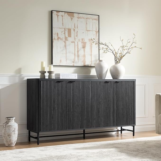 Fatmok Fluted Furniture Collection – 65" Buffet Cabinet, Mid Century Modern - Image 8