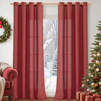 YoungsTex Burgundy Red Linen Curtains 90 Inch Length by YoungsTex