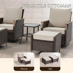 MELLCOM Patio Swivel Glider Rocker Chairs Set Wicker 5 Piece Patio Furniture - Image 7