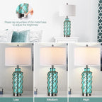 Cottage Nautical Accent Table Lamp Set of 2, Touch Coastal Blue Green Glass - Image 2