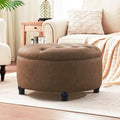 30-Inch Round Storage Ottoman, Button Tufted Ottoman Coffee Table by MIQMICMIK