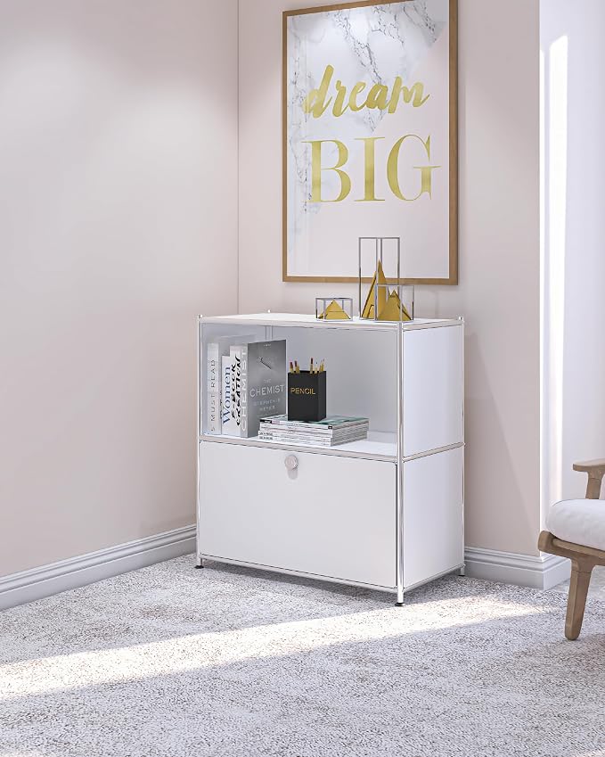 32.5-Inch Flip-Top Side Table & Buffet Cabinet - Image 8
