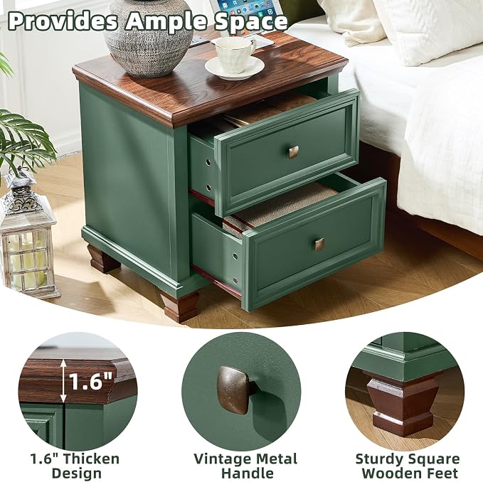SAVOR LIFE Farmhouse Nightstand Set of 2 - Image 7
