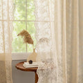 YJ YANJUN Vintage Lace Curtains 72 Inches Long-Victorian Flower Beige Voile by YJYANJUN