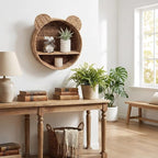 Woven Wall Basket Shelf Bear Nursery Decor — Boho Handwoven Hanging Wall Decor - Image 9