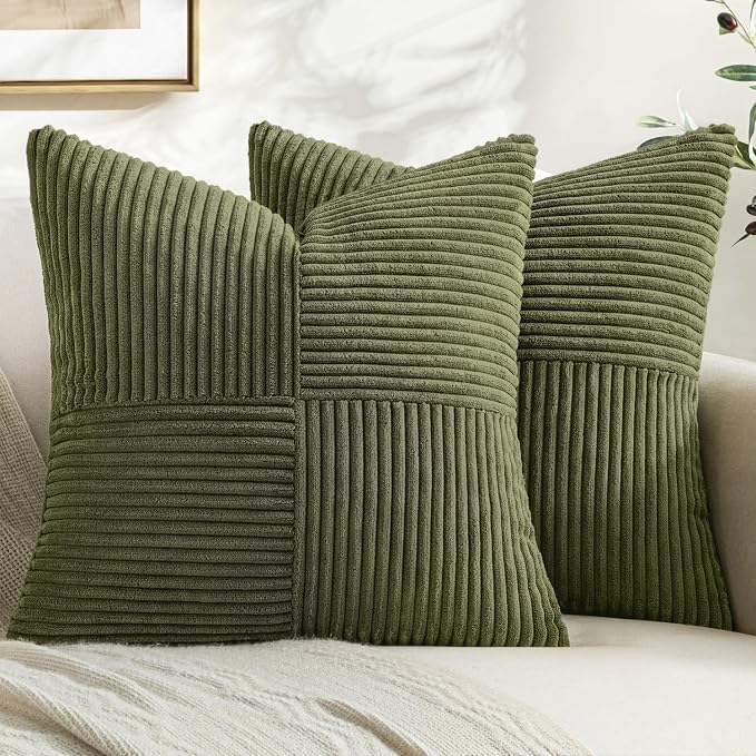 MIULEE Olive Green Decorative Throw Pillow Covers by MIULEE