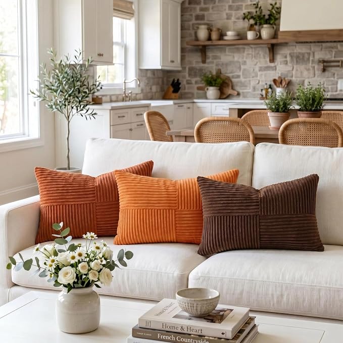 Fancy Homi 2 Packs Burnt Orange Lumbar Decorative Throw Pillow Covers 12x20 Inch - Image 2