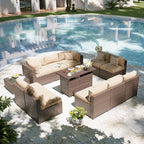 Aoxun Patio Furniture Set with Fire Pit Table, 12 Piece Outdoor Sectional Sofas - Image 8