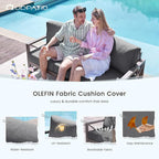 UDPATIO Aluminum Patio Furniture Set, Faux Wood Grain Modern Outdoor Furniture - Image 3
