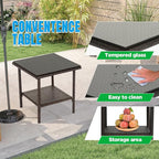 FDW | 3-Piece Patio Furniture Set | Brown & Blue | Outdoor Wicker Furniture - Image 2
