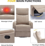 Trustyue Swivel Rocker Recliner Chair, 360° Swivel Recliner - Image 4