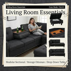97.5" L Shaped Couch Set, Modular Sectional Couches - Image 7