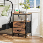 Huuger Nightstand with Charging Station, Fabric Drawers, End Table with Open - Image 2