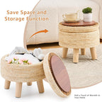 Cpintltr Storage Ottoman Poufs Handwoven Footstool Natural Seagrass Round - Image 6